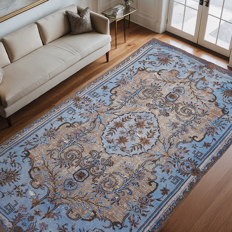 Hand Carved Over-Dyed Rug - 6' 8" x 11' 2" (80" x 134") - K0080842