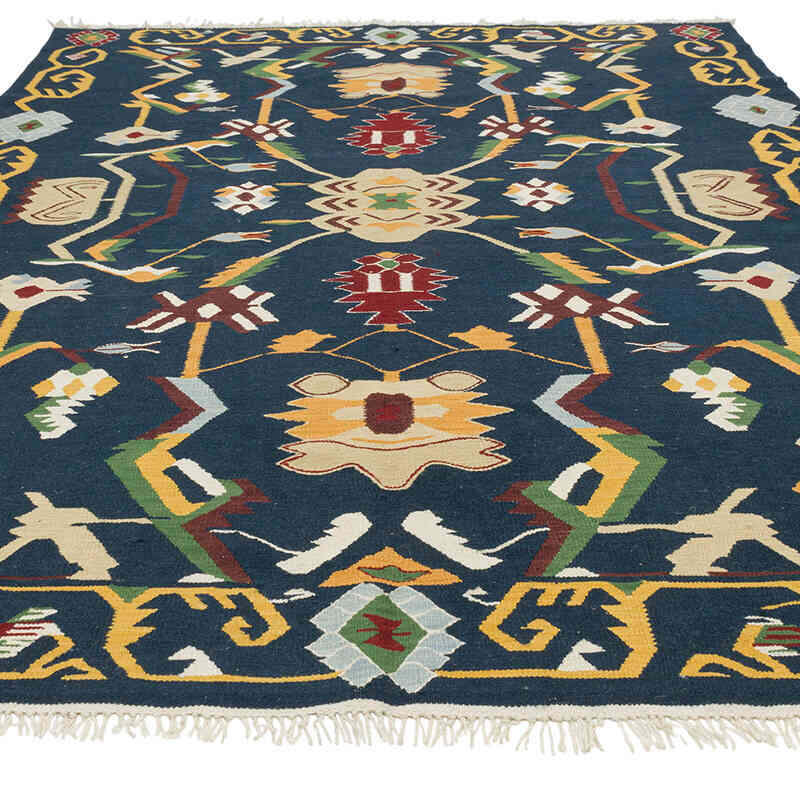 Blue New Handwoven Turkish Kilim Rug - K0080859