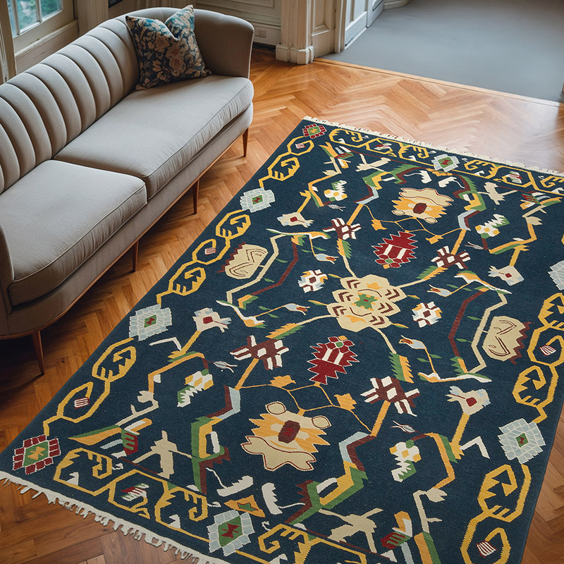 Blue New Handwoven Turkish Kilim Rug - K0080859
