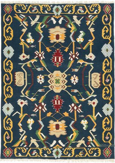 Azul Oscuro Nueva Alfombra Turca Kilim