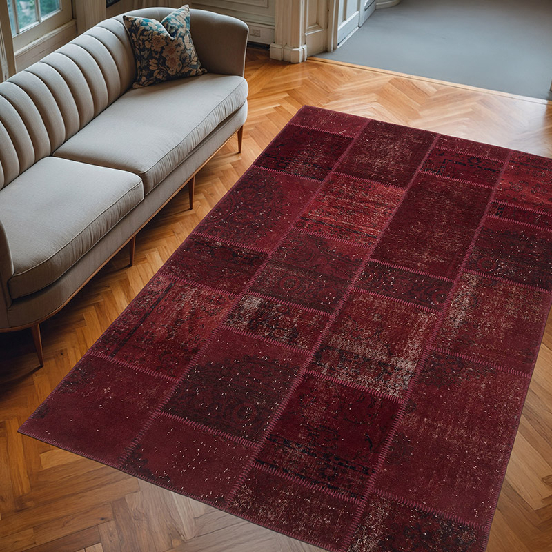 Patchwork Hand-Knotted Turkish Rug - 6' 7" x 9' 11" (79" x 119") - K0080914