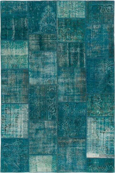 Patchwork Hand-Knotted Turkish Rug - 6' 7" x 9' 11" (79" x 119")