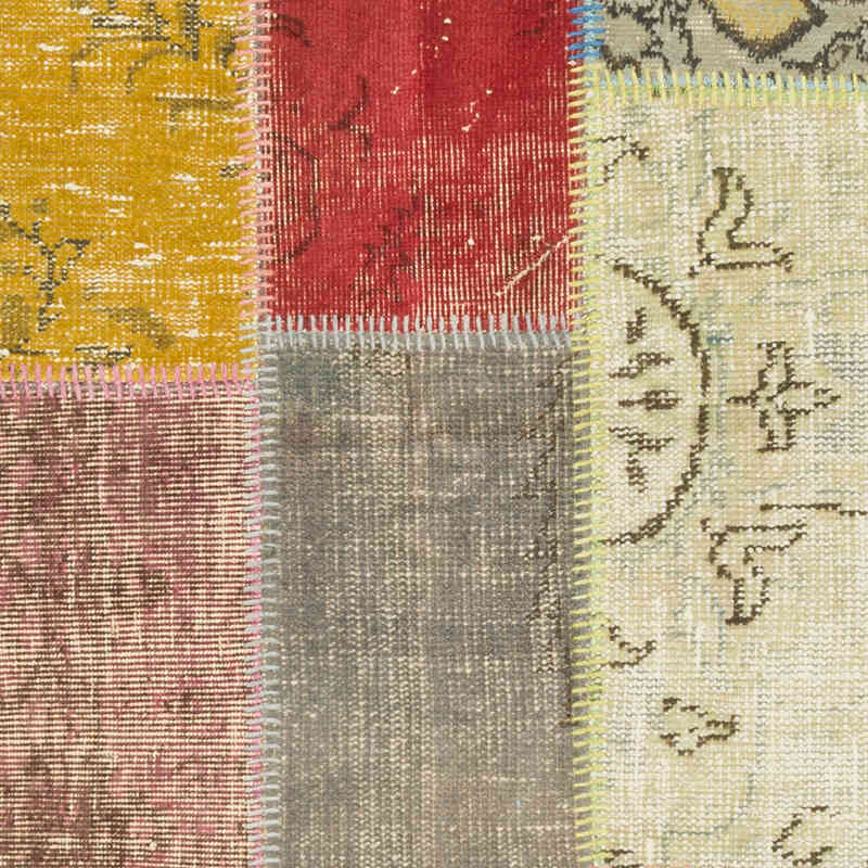 Patchwork Hand-Knotted Turkish Rug - 4' 1" x 6' 3" (49" x 75") - K0080916
