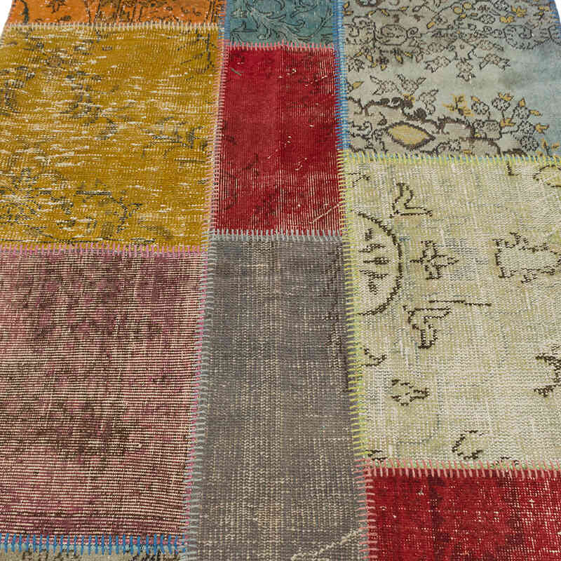 Patchwork Hand-Knotted Turkish Rug - 4' 1" x 6' 3" (49" x 75") - K0080916