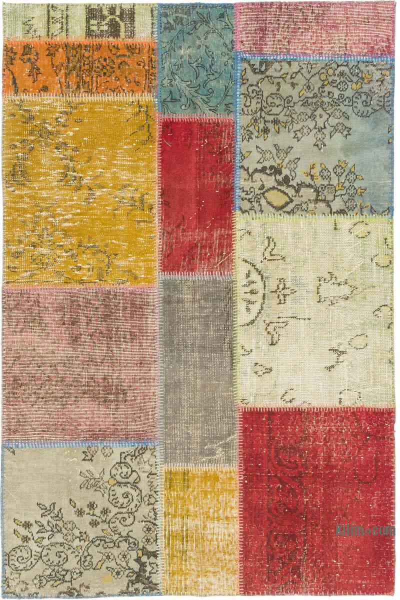 Patchwork Hand-Knotted Turkish Rug - 4' 1" x 6' 3" (49" x 75") - K0080916