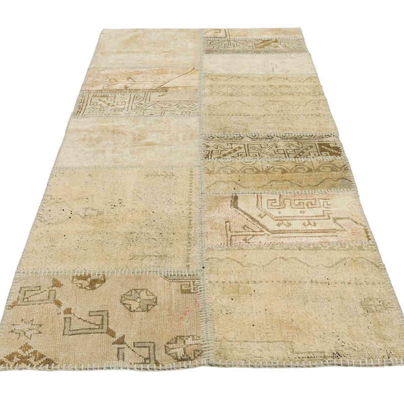 Patchwork Hand-Knotted Turkish Rug - 2' 11" x 6' 10" (35" x 82") - K0080919