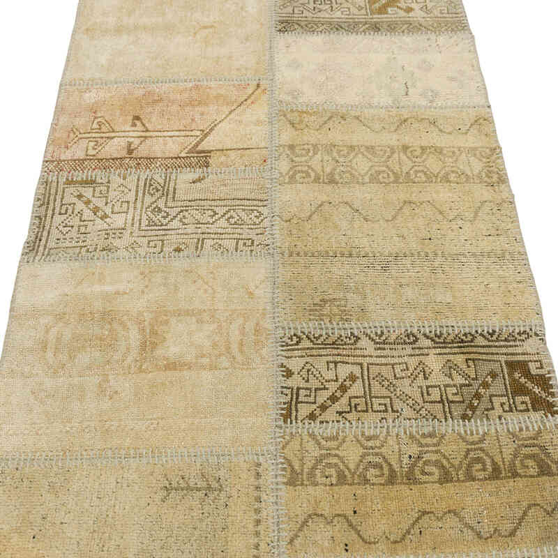 Patchwork Hand-Knotted Turkish Rug - 2' 11" x 6' 10" (35" x 82") - K0080919