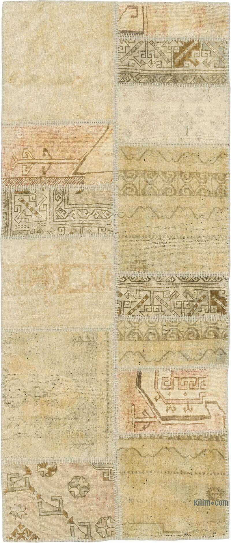 Patchwork Hand-Knotted Turkish Rug - 2' 11" x 6' 10" (35" x 82") - K0080919