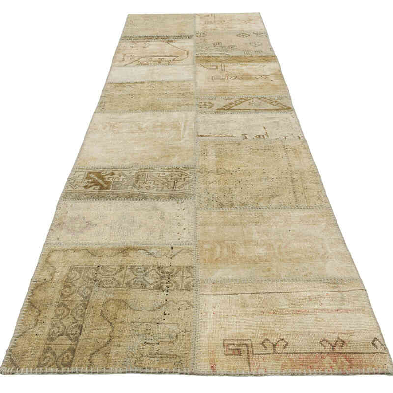Patchwork Hand-Knotted Turkish Rug - 2' 11" x 10' 4" (35" x 124") - K0080921