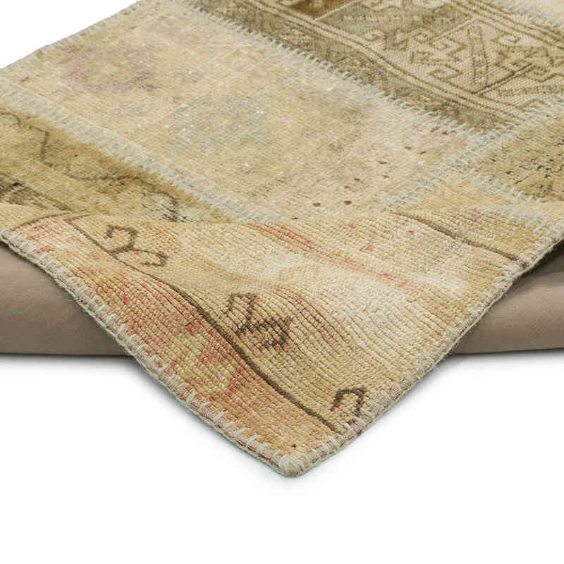 Patchwork Hand-Knotted Turkish Rug - 2' 11" x 10' 4" (35" x 124") - K0080921