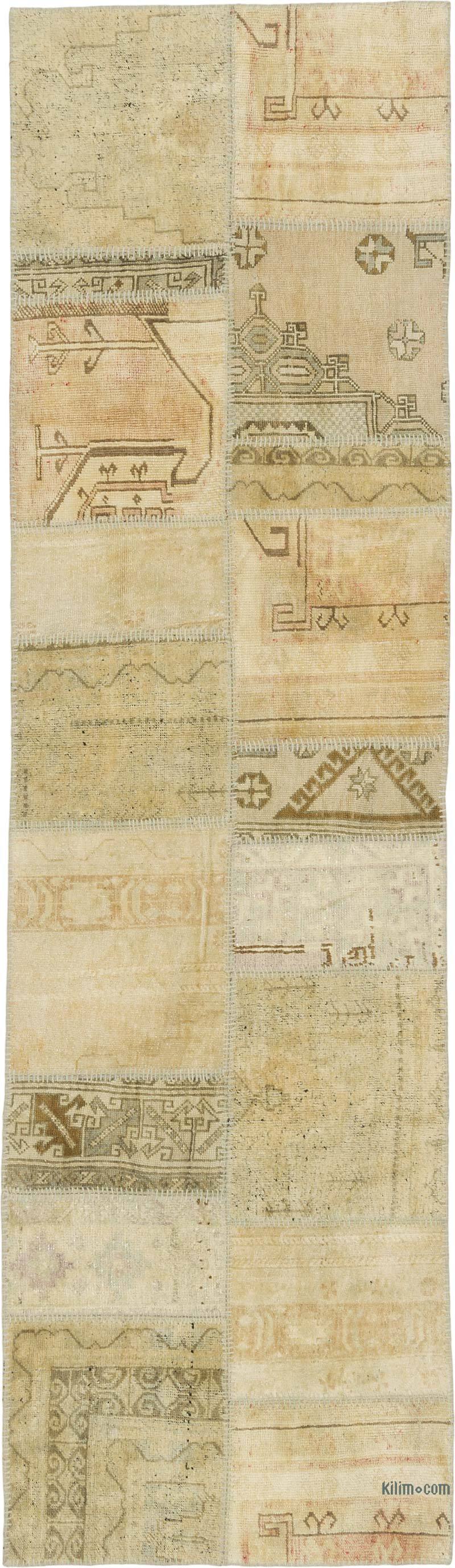 Patchwork Hand-Knotted Turkish Rug - 2' 11" x 10' 4" (35" x 124") - K0080921