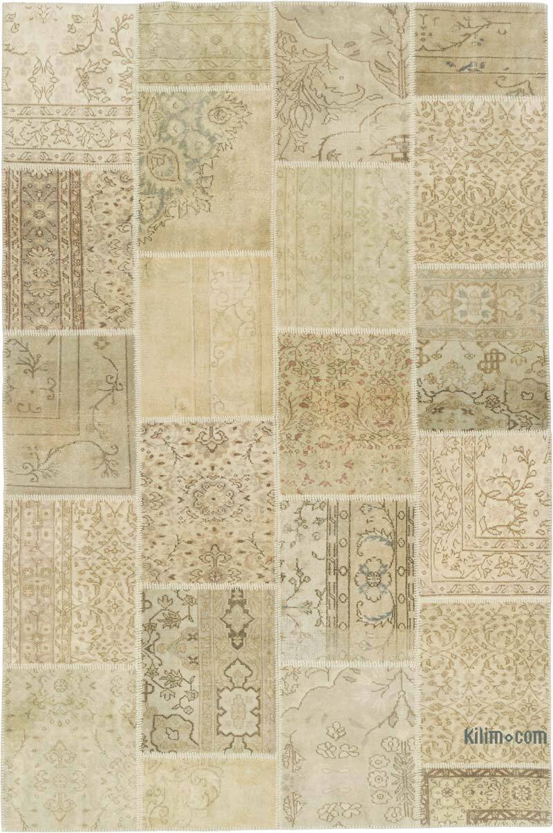 Patchwork Hand-Knotted Turkish Rug - 6' 7" x 9' 10" (79" x 118") - K0080926