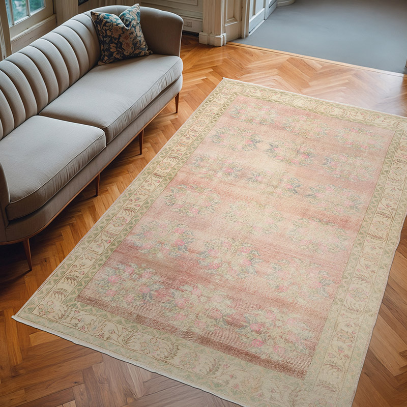 Vintage Turkish Hand-Knotted Rug - 5' 11" x 9'  (71" x 108") - K0080995