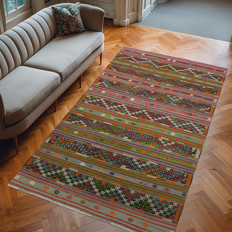 Vintage Manisa Kilim Rug - 5' 3" x 9' 2" (63" x 110") - K0081113