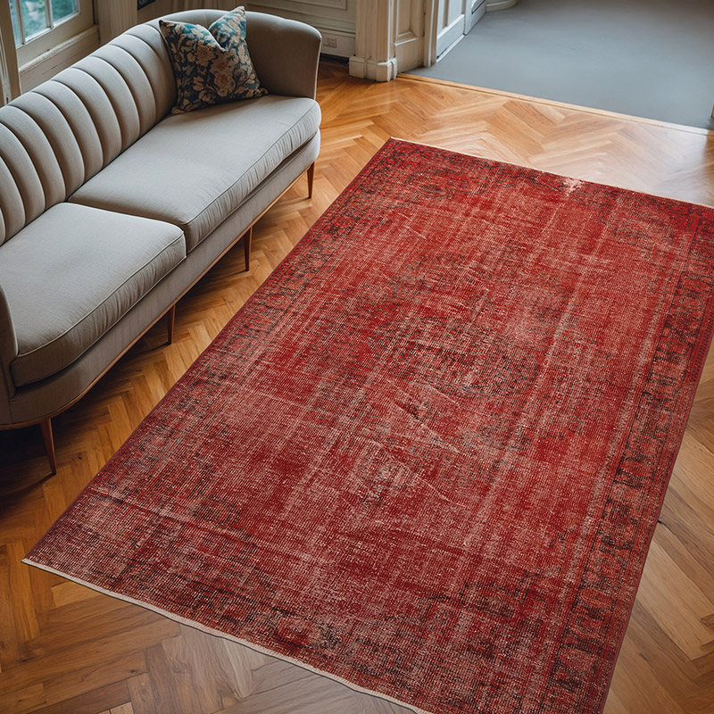 Over-dyed Vintage Hand-Knotted Turkish Rug - 5' 11" x 9'  (71" x 108") - K0081888