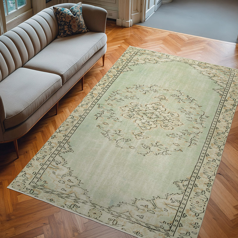 Vintage Turkish Hand-Knotted Rug - 5' 10" x 9'  (70" x 108") - K0081907