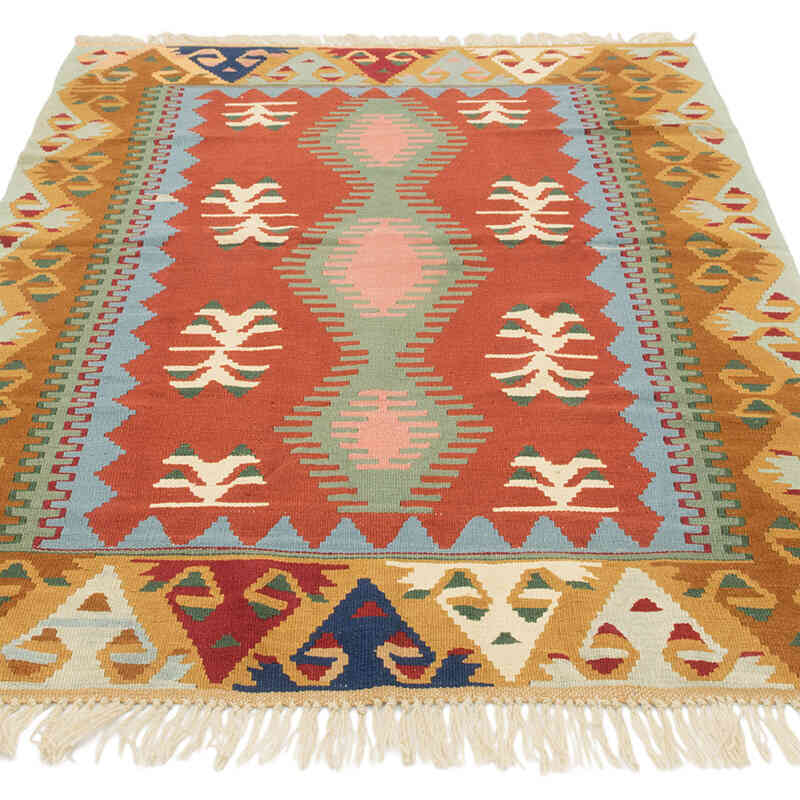 New Handwoven Turkish Kilim Rug - 4' 1" x 6'  (49" x 72") - K0081915