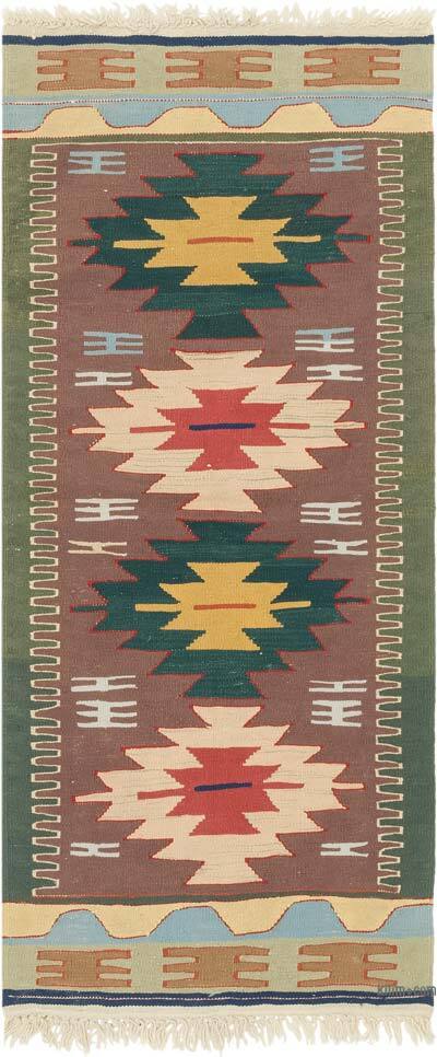 New Handwoven Turkish Kilim Rug - 2' 5" x 5' 7" (29" x 67")
