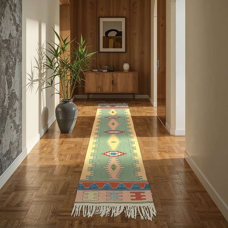 New Handwoven Turkish Kilim Rug - 2' 8" x 8' 8" (32" x 104") - K0081941