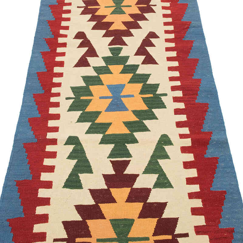 New Handwoven Turkish Kilim Rug - 2' 7" x 8' 2" (31" x 98") - K0081953