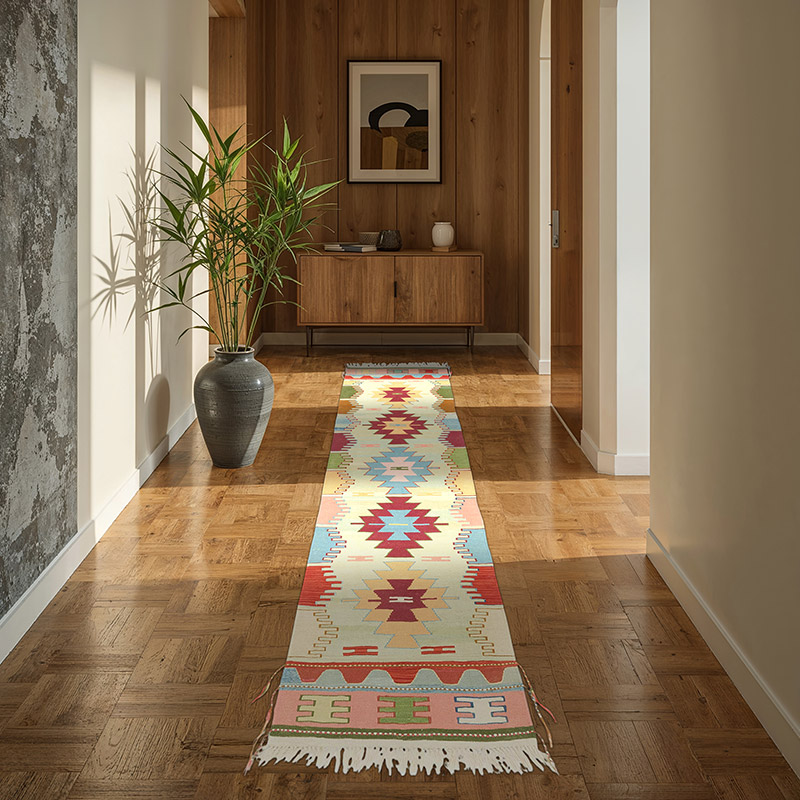 New Handwoven Turkish Kilim Rug - 2' 7" x 9' 3" (31" x 111") - K0081954