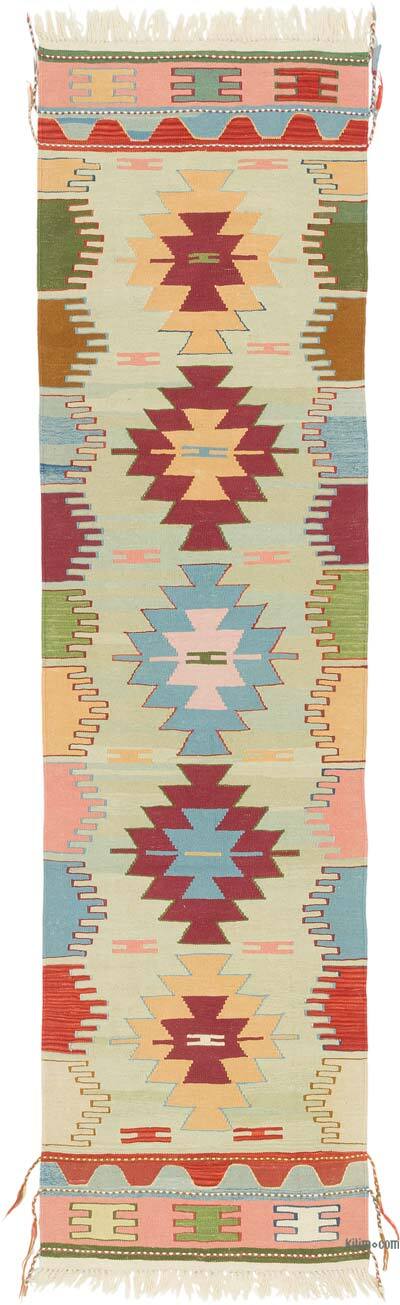 New Handwoven Turkish Kilim Rug - 2' 7" x 9' 3" (31" x 111")