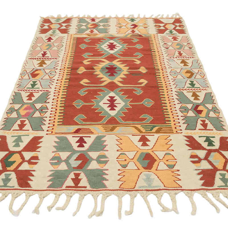 New Handwoven Turkish Kilim Rug - 3' 9" x 6'  (45" x 72") - K0082000