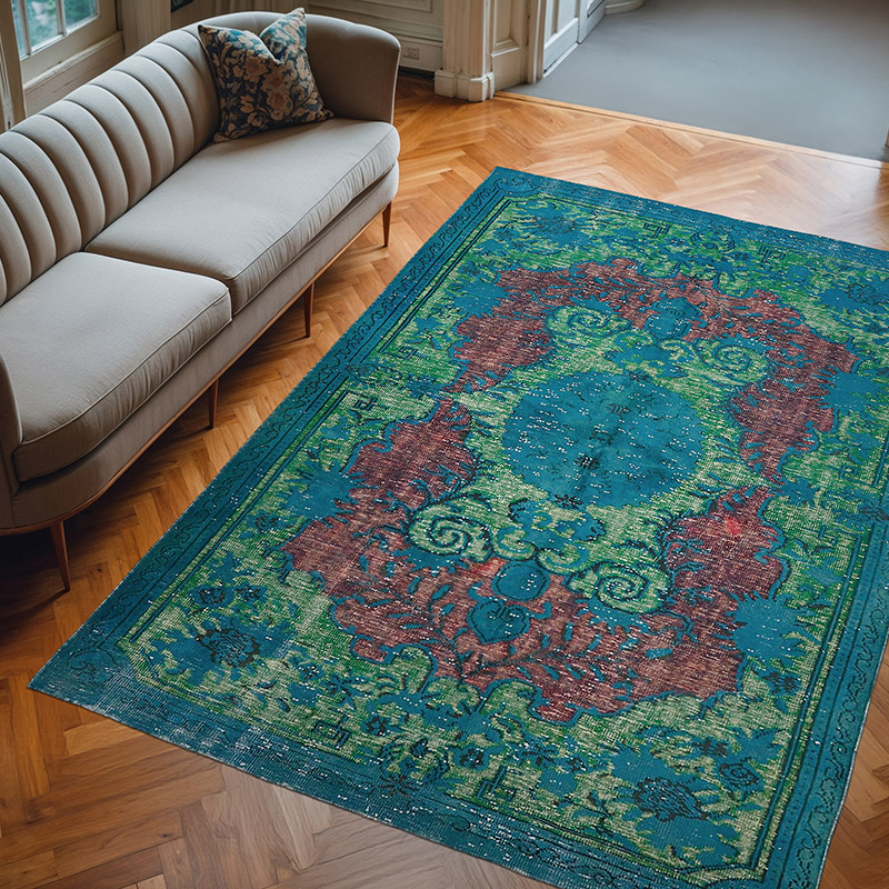 Hand Carved Over-Dyed Rug - 6' 6" x 9' 4" (78" x 112") - K0082097