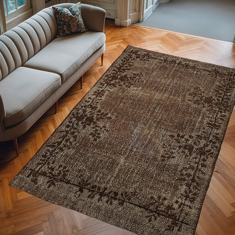Hand Carved Over-Dyed Rug - 6' 5" x 10' 1" (77" x 121") - K0082113