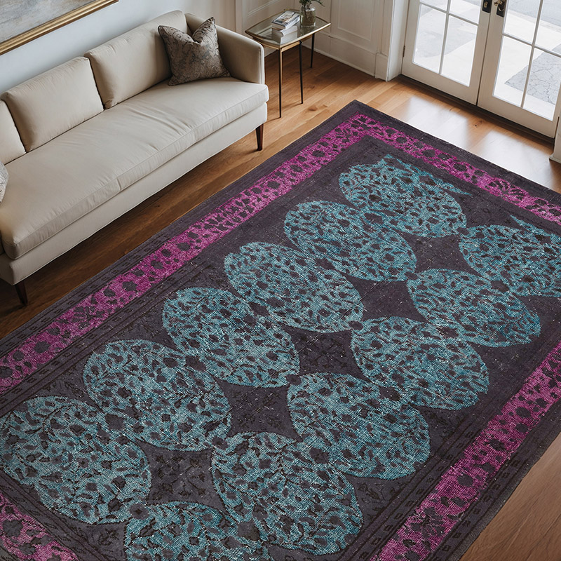 Hand Carved Over-Dyed Rug - 7' 5" x 10' 10" (89" x 130") - K0082174