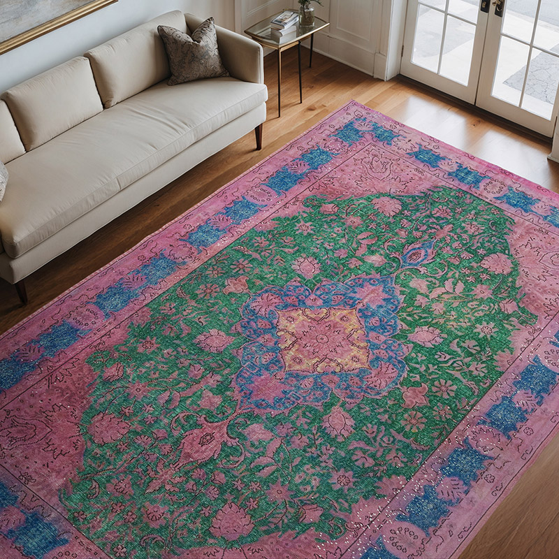 Hand Carved Over-Dyed Rug - 7' 7" x 10' 10" (91" x 130") - K0082191