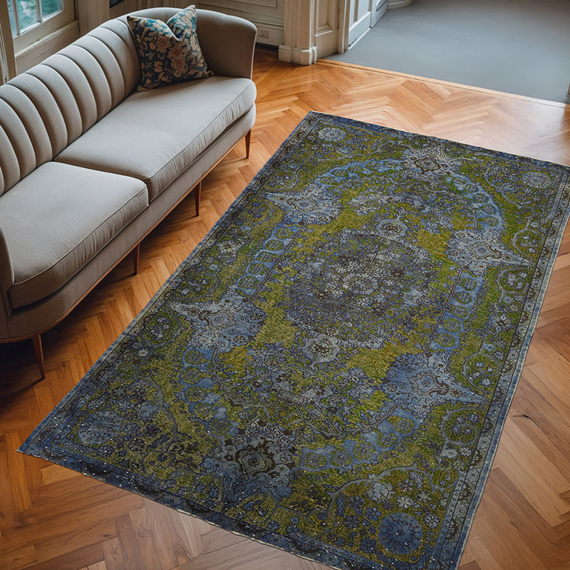 Hand Carved Over-Dyed Rug - 6' 4" x 10' 2" (76" x 122") - K0082193