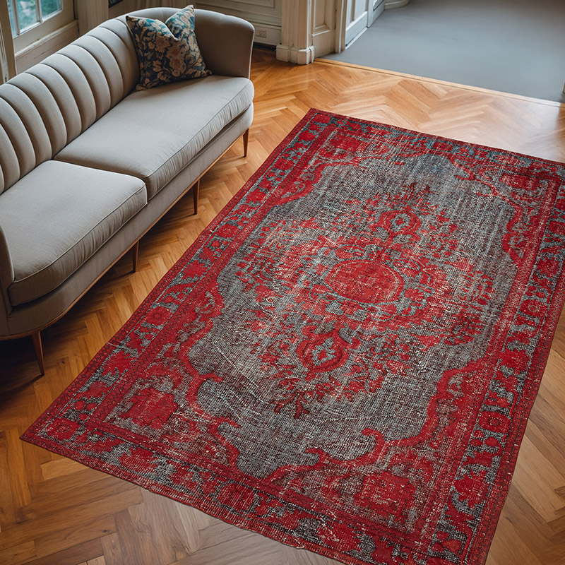 Alfombra Tallada a Mano Sobre Teñida - 205 cm x 305 cm - K0082198