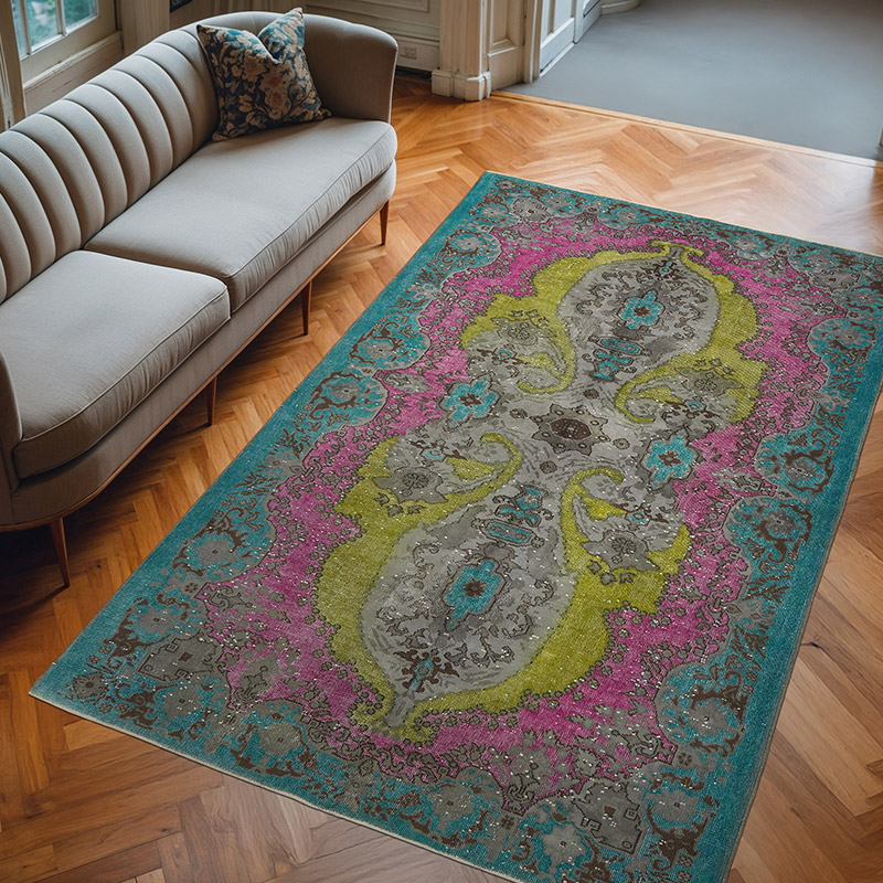 Hand Carved Over-Dyed Rug - 6' 3" x 10'  (75" x 120") - K0082199