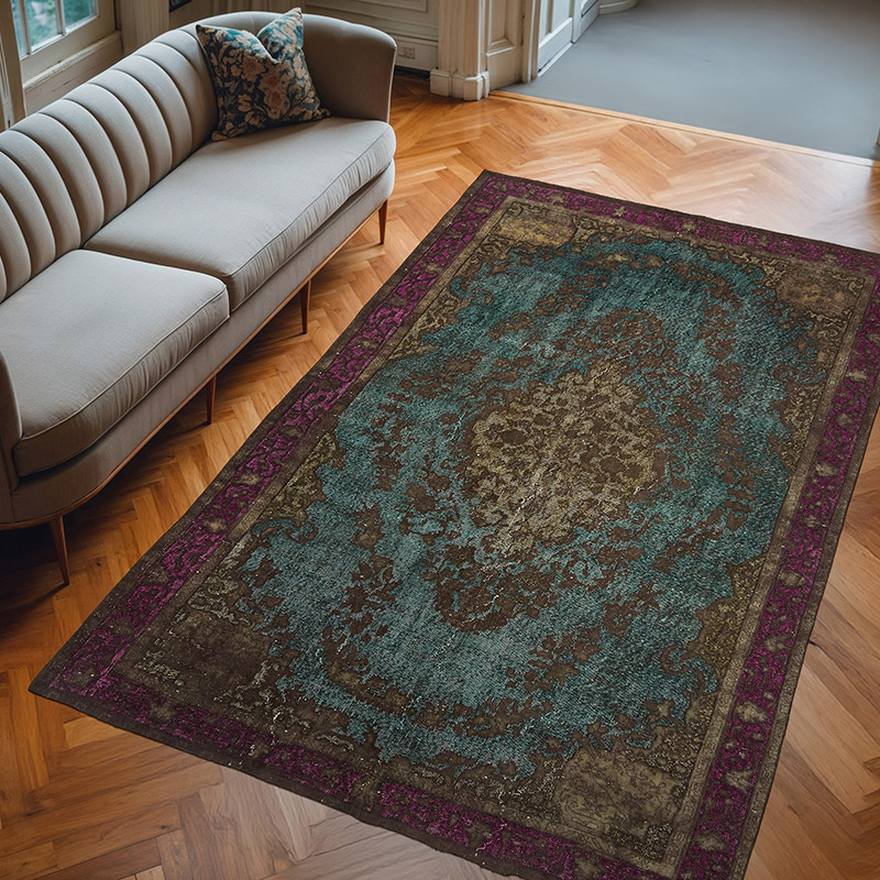 Hand Carved Over-Dyed Rug - 6' 8" x 10' 5" (80" x 125") - K0082202