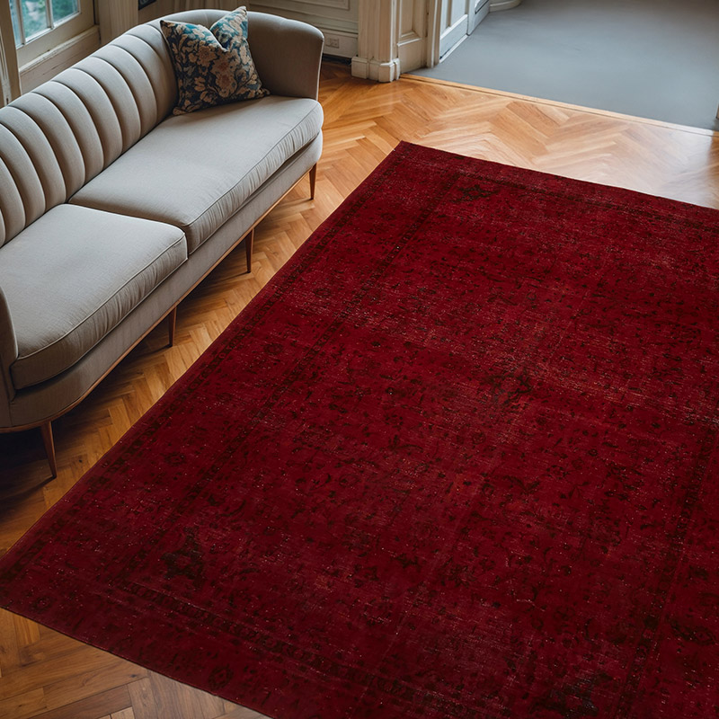 Overdyed Vintage Hand-knotted Oriental Rug - 8' 2" x 9' 10" (98" x 118") - K0082226