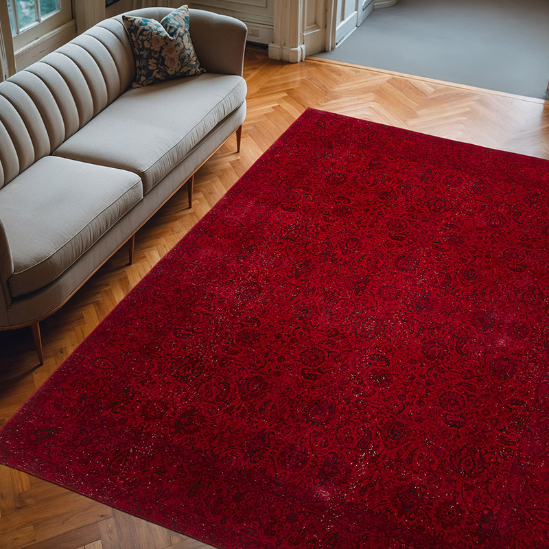Alfombra Oriental Vintage Teñida a Mano Sobretintada - 250 cm x 300 cm - K0082229
