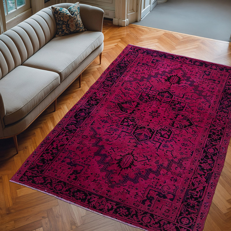 Overdyed Vintage Hand-knotted Oriental Rug - 6' 7" x 9' 10" (79" x 118") - K0082247