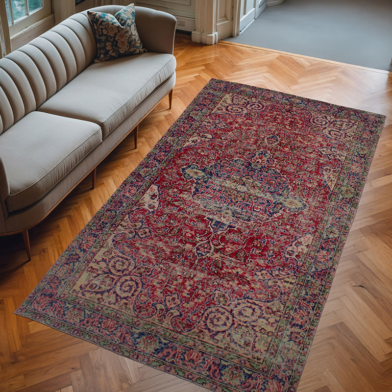Vintage Turkish Hand-Knotted Rug - 5' 2" x 9'  (62" x 108") - K0082935