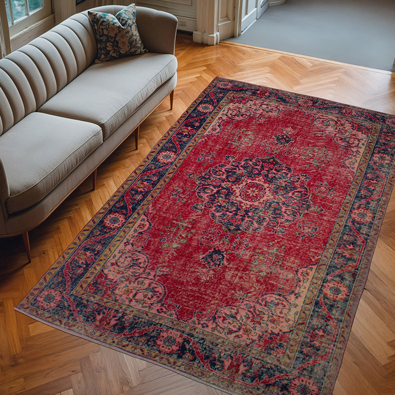 Vintage Turkish Hand-Knotted Rug - 5' 8" x 9'  (68" x 108") - K0082959