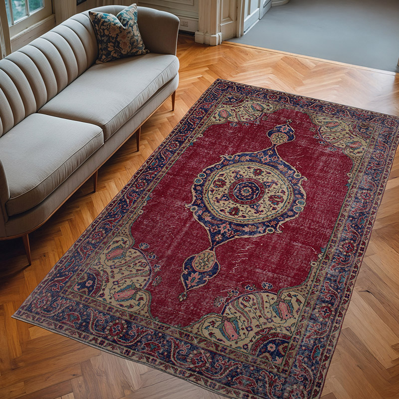 El Dokuma Vintage Halı - 162 cm x 270 cm - K0082981