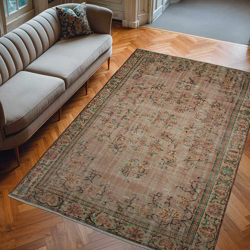 Vintage Turkish Hand-Knotted Rug - 5' 9" x 9'  (69" x 108") - K0082988