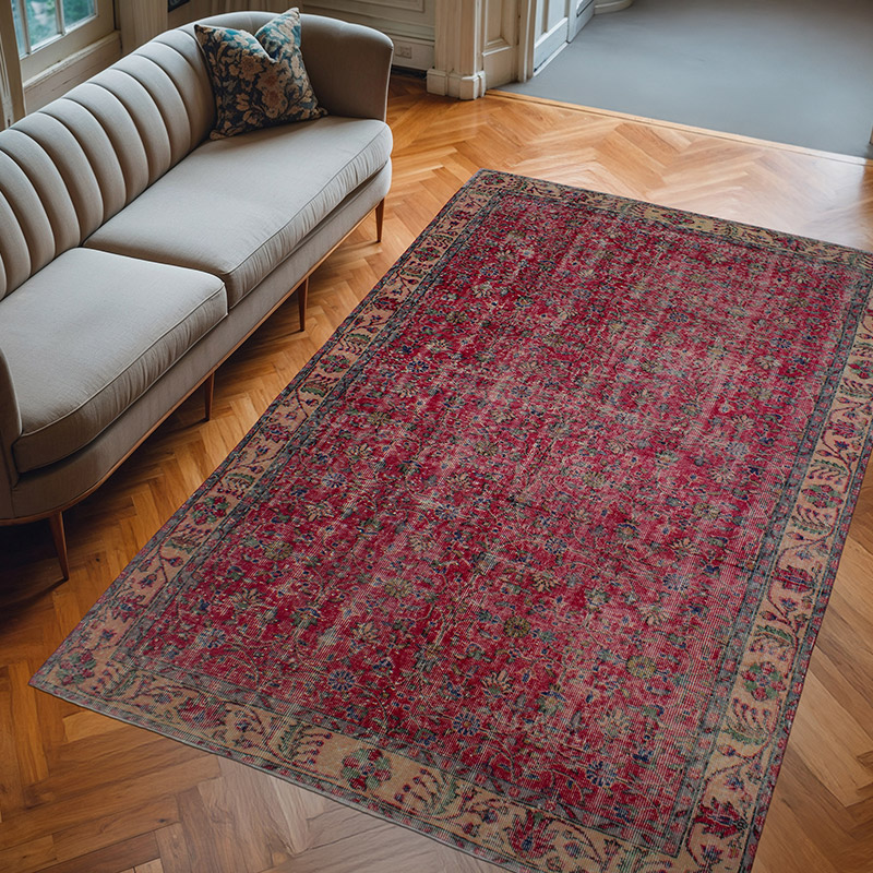 Vintage Turkish Hand-Knotted Rug - 5' 8" x 9'  (68" x 108") - K0082995