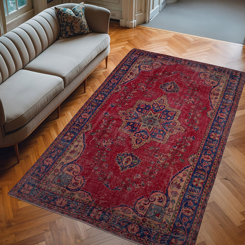 Alfombra Vintage Turca Anudada a Mano - 171 cm x 287 cm - K0083002
