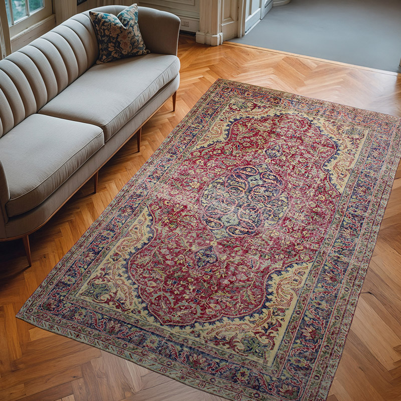 Alfombra Vintage Turca Anudada a Mano - 174 cm x 274 cm - K0083009