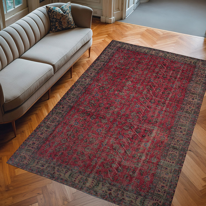 Vintage Turkish Hand-Knotted Rug - 5' 7" x 9'  (67" x 108") - K0083019