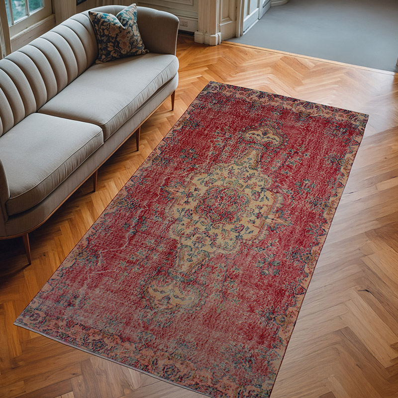 Vintage Turkish Hand-Knotted Rug - 4' 7" x 9'  (55" x 108") - K0083032