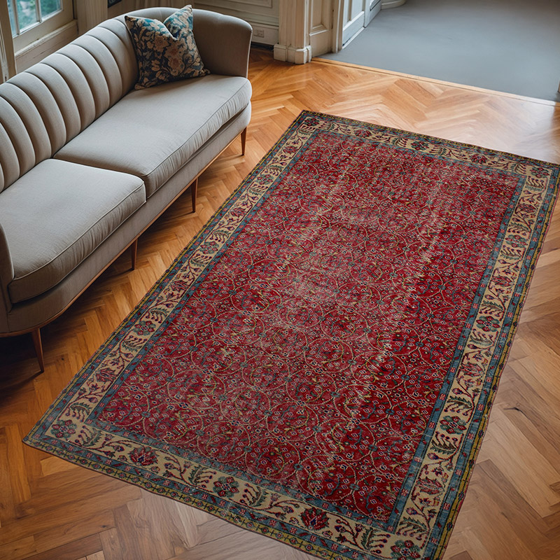 Vintage Turkish Hand-Knotted Rug - 5' 7" x 9' 5" (67" x 113") - K0083039