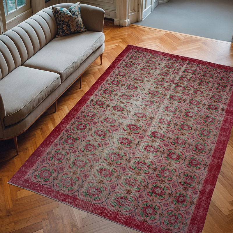 Alfombra Vintage Turca Anudada a Mano - 178 cm x 274 cm - K0083078