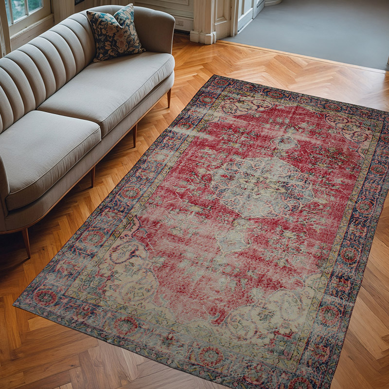 Vintage Turkish Hand-Knotted Rug - 5' 9" x 9'  (69" x 108") - K0083097
